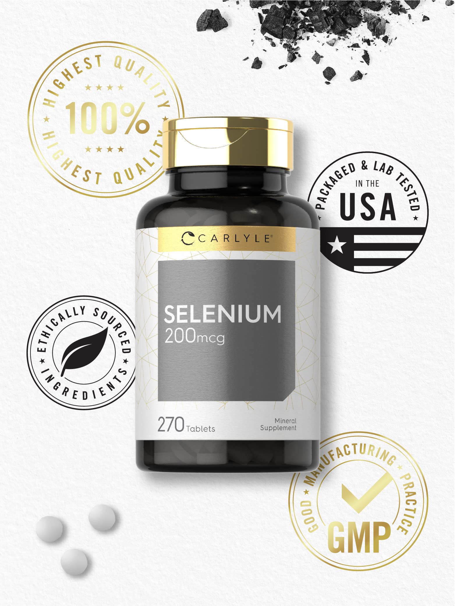 Carlyle Selenium Supplement 200mcg | 270 Tablet Capsules | Essential Trace Mineral | Vegetarian, Non-GMO, Gluten Free